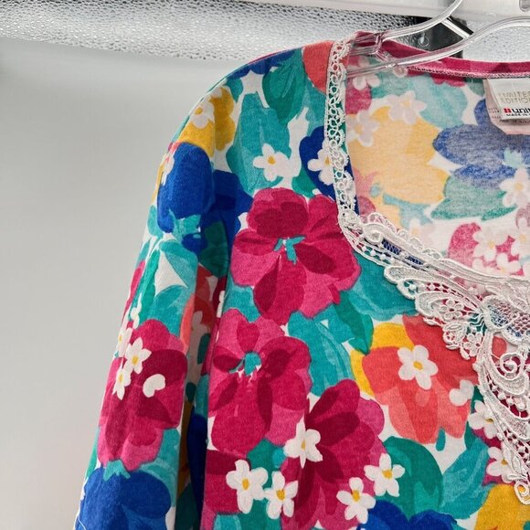 Units Limited Edition Women's Floral Crochet Short Sleeve Top Size 1 - Picture 4 of 9